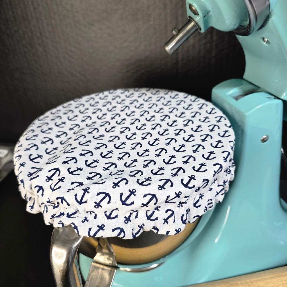 Anchor Nautical Navy Stripe Reversible KitchenAid Mixer Mixing Bowl Cover Baking